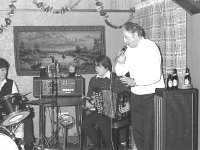 Tonragee old folks party in the Way Inn, January 1984. - Lyons0017702.jpg  Tonragee old folks party in the Way Inn, January 1984.Local band providing entertainment at the Tonragee old folks party. : 19840105 Tonragee Old Folks Party 9.tif, Achill, Lyons collection