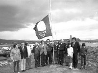 Martin Joe O' Toole raising the blue flag at Mulranny beach, Aug  Martin Joe O' Toole raising the blue flag at Mulranny beach, August 1987. - Lyons0017734.jpg  Martin Joe O' Toole raising the blue flag at Mulranny beach, August 1987. : 19870825 Raising the blue EEC flag 1.tif, Achill, Lyons collection