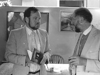 Launching of his book "Apparitions" by Noel Scanlon in Achill - Lyons0017754.jpg  Launching of his book "Apparitions" by Noel Scanlon in Achill. At the launching of Noel Scanlon's book Apparitions in Achill. At right Noel is talking to bookshop owner Michael Keoghan. : 19890426 Launching of book 2.tif, Achill, Lyons collection