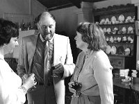 Launching of his book "Apparitions" by Noel Scanlon in Achill - Lyons0017755.jpg  Launching of his book "Apparitions" by Noel Scanlon in Achill. At left Mrs Noel Scanlon; centre Noel Scanlon author of Apparitions talking to a guest at the launch. : 19890426 Launching of book 3.tif, Achill, Lyons collection