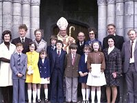 Confirmation at Balla Church, May 1976 - Lyons0016601.jpg  Confirmation at Balla Church, May 1976. Archbishop Cunnane with the Golden family. : 1976 Misc, 19760505 Confirmation at Balla Church 1.tif, Lyons collection