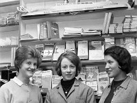 Ballina, October 1966. - Lyons0017163.jpg  Three lady shop assistants in a stationery shop,  Ballina, October 1966. : 19661020 Roving Camera in Ballina 15.tif, Ballina, Lyons collection, Roving Camera