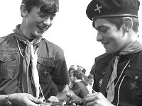 Ballina Salmon Festival, July 1970. - Lyons0017224.jpg  Young boy scouts with scout knife at theBallina Salmon Festival, July 1970. : 19700712 Ballina Festival 9.tif, Ballina, Festivals, Lyons collection