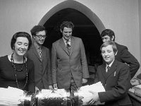 Ann Moylett; centre Brian Moylett proprietors of the  Downhill Hotel, Ballina,December 1971 - Lyons0017256.jpg  At left Ann Moylett; centre Brian Moylett proprietors of the  Downhill Hotel, Ballina,December 1971,  with some friends and family. : 19711212 Downhill Hotel 1.tif, Ballina, Lyons collection