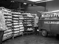 Western Pride Bakery. Ballinrobe, October 1968. - Lyons0016806.jpg  Loading the vans for the sales men in Western Pride Bakery. October 1968. Ballinrobe, October 1968. : 19681028 Western Pride 2.tif, Ballinrobe, Lyons collection