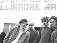 Ballinrobe Mart, March 1973.. - Lyons0016969.jpg  Ballinrobe Mart, March 1973. At left Mick Gibbons from Cushen Ayle with three farmer friends. : 19730328 Ballinrobe Mart 3.tif, Ballinrobe, Farmers Journal, Lyons collection