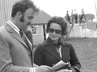 Ballinrobe Races, June 1974. - Lyons0017031.jpg  Mr Jimmy O' Donnell Manager of the Ulster Bank, Ballinrobe checking the racing form with Mrs Patricia Daly Lough Mask stud. Ballinrobe Races, June 1974. : 1974 Misc, 19740613 Ballinrobe Races 2.tif, Ballinrobe, Lyons collection