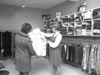 Liz Watson in Ballinrobe - Lyons0017043.jpg  Liz and Tom Watson's boutique in Ballinrobe for feature page in the Connacht Telegraph, September 1974 : 19740916 Liz Watson's boutique.tif, Ballinrobe, Lyons collection