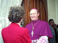 Archbishop Joseph Cassidy Archbishop welcoming President Mary Robinson at the door of Ballintubber Abbey, August 1994. - Lyons Ballintubber Abbey-115.jpg  Archbishop Joseph Cassidy Archbishop of Tuam welcoming President Mary Robinson at the door of Ballintubber Abbey, August 1994.. : 19940810 President Robinson opens Chapter House 7.tif, Ballintubber Abbey, Lyons collection