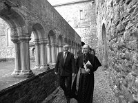 The launch of the video documentary " The Abbey that refused to die ", March 1993. - Lyons Ballintubber Abbey-23.jpg  The launch of the video documentary " The Abbey that refused to die ". An Taoiseach Albert Renolds with Archbishop Joseph Cassidy walking in the cloisters of Ballintubber Abbey. March 1993 : 19930306 The Abbey that refused to die 2.tif, Ballintubber Abbey, Lyons collection