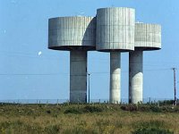 Water towers in Belmullet, July 1996. - Lyons0018151.jpg  Water towers in Belmullet, July 1996.