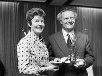 Castlebar International Song Contest 1976 - Lyons0005255.jpg  Castlebar International Song Contest 1976.Gisela O'Connor presents Guy Luypaerts with trophy for his instrumental 'Jex De Dames' : Castlebar Song Contest, Luypaerts, O'Connor
