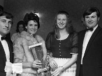 Castlebar International song Contest, 1973 - Lyons0005496.jpg  Castlebar Song Contest 1973. Composer Jospeh Vella and singer Mary Spiteri (runner-up0 with their trophy and at left winning composer. At right Gay and Carmel Nevin Travellers Friend Hotel. : Castlebar Song Contest, Nevin, Spiteri, Vella