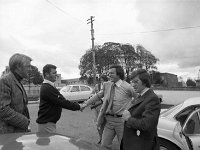 Castlebar Song Contest 1976 - Lyons0005780.jpg  Castlebar Song Contest 1976. Terry Wogan being welcomed by Maurice Warde PR agency as he arrived at the Traveller's Friend Hotel.  Also in picture are Robin Jowitt, Berger Paints and Tom Courell a member of the organising committee. : Castlebar Song Contest, Courell, Jowitt, Warde, Wogan