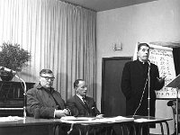 Rates meeting in Castlebar, April 1967. - Lyons0012475.jpg  Rates meeting in Castlebar, April 1967.  Fr McDyar from Glencolmcille speaking at the co-operative movement at the Mayo County Council meeting. : 19670405 Rates Meeting in Castlebar 1.tif, Castlebar, Lyons collection