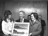 Presenatation to Captain Garvey, March 1973. - Lyons0012818.jpg  Presenatation to Captain Garvey. Centre Captain Garvey Chief Fire Officer Co. Mayo and Mrs Garvey receiving a presentation. March 1973 : 19730330 Presentations 1.tif, Castlebar, Lyons collection
