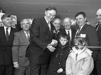 Opening of  NCF in Castlebar, February 1994. - Lyons0013178.jpg  Padraic Flynn cutting the tape. Opening of  NCF in Castlebar, February 1994. : 19940219 Opening of the new NCF shop in Castlebar 4.tif, Castlebar, Farmers Journal, Lyons collection