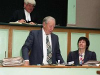 Live court scene in Castlebar, July 1996. - Lyons0013196.jpg  Patsy Murphy on his last day in office as County Registrar. On the bench behind him is Judge Harvey Kenny. July 1996. : 19960709 Live Court Scene 9.tif, Castlebar, Lyons collection