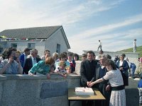 Clare Island school centenary. - Lyons0009166.jpg  Clare Island school centenary. Fr Denis Carney PP Clare Island and Mary Mc Cabe Principal of St Patrick's National School Clare Island cutting the cake. (Neg 22 23)