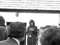 Launch of new Clare Island Survey. - Lyons0009206.jpg  Launch of new Clare Island Survey. Ciara Cullen co-owner with Anna Gill of the Fullacht Fiadh welcoming the visitors. (Neg 5 5A)