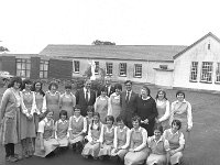 Domestic Economy College,  Mount St Michael Claremorris. - Lyons0013252.jpg  Domestic Economy College Mount St Michael,  Claremorris. Students infront of the Domestic Economy building in Claremorris with Sean Colleary TD; Denis Gallagher TD; Minister for Agriculture Ray Mc Sharry and Sr Scholastica.  September 1978 : 198009 Domestic Economy College 2.tif, Claremorris, Lyons collection