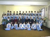 Domestic Economy College,  Mount St Michael Claremorris. - Lyons0013255.jpg  Students in the Domestic Economy College, Claremorris Mount St Michael. Seated centre Ray Mc Sharry Minister for Agriculture and TD PJ Mc Grath and Denis Gallagher Minister for the Gaeltacht. September 1978. : 198009 Domestic Economy College 5.tif, Claremorris, Lyons collection