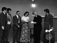 Presentation to Claremorris Players, November 1973. - Lyons0013425.jpg  Presentation to Claremorris Players, November 1973. : 1973 Misc, 19731109 Presentation to Claremorris Players 6.tif, Claremorris, In the Western Hotel Claremorris, Lyons collection, Mnsgr Curley making presentations to various players