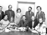 Claremorris Horseshow Committee, March 1978. - Lyons0013482.jpg  At right Cormac Hanley standing at the back and sitting in front of him his wife Eleanor.  Claremorris Horseshow Committee, March 1978. : 1978 Misc, 19780314 Claremorris Horseshow Committee.tif, Claremorris, Lyons collection