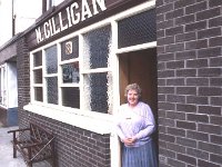 Gilligan's pub, Claremorris, April 1989 - Lyons0013518.jpg  Mattie's pub facing Market Square in Claremorris, April 1989. : 19890420 A Coaching Story 1.tif, Claremorris, Farmers Journal, Lyons collection