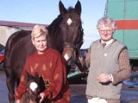 Hanleys' Riding School Claremorris, February, 1989. - Lyons0013525.jpg  Hanleys' Riding School Claremorris, February, 1989. Cormac and Eleanor Hanley with a mare and foal. : 19900216 Hanley's Riding School Claremorris 2.tif, Claremorris, Farmers Journal, Lyons collection