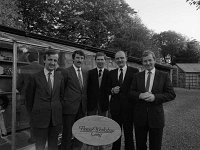 Fflower workshop in Cong, October 1985, - Lyons0018783.jpg  At he opening of the flower workshop in Cong, Co. Mayo, October 1985, to market dried flowers are left to right :  Senator Patrick Durcan; Billy Walshe I.D.A;  Padraic McDermott, Co. Development, Hermann Peltz, Director Flower Workshop, Cong and Enda kenny, T.D. : 19851025 Flower Workshop in Cong 1.tif, Cong, Lyons collection