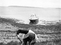 Sid Rawle at work on Dorinish Island, August 1971 - Lyons0020491.jpg  Sid Rawle at work on Dorinish Island. In the background is the boat Liam Lyons came out in.  August 1971