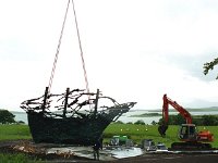 The Famine Memorial, Murrisk 1997. - Lyons00-21057.jpg  Installing the famine ship to complete the famine memorial at Murrisk. The commisioning and installation of the sulpture which is the single largest casting in bronze ever carried out in Ireland was managed by the Office of Public Works. The site for the sulpture was provided by Mayo County Council. : 199706 Installing the famine ship 3.tif, Faminie Memorial, Lyons collection