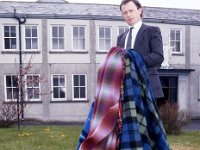 Managing  Director of the Foxford Woollen Mills Joe Queenan - Lyons Collection Foxford Woollen Mills-49.jpg  Managing  Director of the Foxford Woollen Mills Joe Queenan with a selection of Foxford rugs, April 1990. : 19900425 A Selection of Rugs.tif, Foxford Woolen Mills, Lyons collection