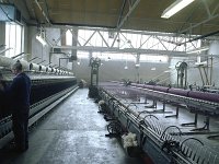 Foxford Woolen Mills. - Lyons Collection Foxford Woollen Mills-6.jpg  Foxford Woolen Mills, May 1982. The spinning mule and the spinning frame are visible, operated by Tommy James Hopkins. : 19820517 Foxford Woolen Mills.tif, Foxford Woolen Mills, Lyons collection
