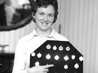 Mrs. Liam O'Neill - Lyons Collection Foxford-4.jpg  Mrs Liam O' Neill with Liam's many medals, September 1973 : 1973 Misc, 19730916 Mrs Liam O' Neill Foxford 2.tif, For the Evening Herald, Foxford, Lyons collection