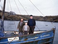 Paddy O' Holleran, skipper of Inishbofin ferry,  with his son and grandson. - Lyons0009317.jpg  Paddy O' Holleran, skipper of Inishbofin ferry,  with his son and grandson. : 19880217 Inishbofin 12.tif, Farmers Journal, Lyons collection