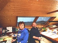 Owners of Inishturk Beag in their computer room, 1999 - Lyons00-20526.jpg  Bob and his wife Helma who owned Inishturk beag, which is just off Cleggan, Kilmeena, Westport. Bob and Helma in their computer room. Both were journalists for science publications around the world. : 1999 Misc, 19990127 Inisturk Beag 5.tif, Lyons collection