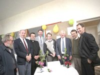 Inishturk. - Lyons0008851.jpg  Inishturk: At left guest preist, Patrick Durkan, MCC, Senator Martin Joe O' Toole, Enda Kenny TD,Padraic Flynn TD, Fr Denis Carney CC Westport, Denis Gallagher TD Minister for the Gaeltacht and Fr Mattie Mc Neela, Castlebar and Mulranny. (Neg 2 3) : 1986 Inish Turk 12.tif, Inish Turk, Lyons collection