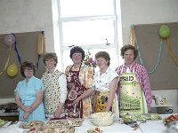 The ladies from the Community Council on Inishturk - Lyons0008852.jpg  The ladies from the Community Council on Inishturk who provided the catering for the School Centenary celebrations. L-R : Mary Ann O' Toole, Mary Heanue O' Malley, Mary Catherine Heanue, Annie Alice O' Toole and Beezie O' Toole. (Neg 38 39) : 1986 Inish Turk 13.tif, Inish Turk, Lyons collection