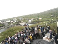 Inishturk: switching on of electricity supply. - Lyons0008941.jpg  Mr Haughey Taoiseach speaking to the assembled crowd on Inishturk on occasion of turning on of electricity.  (Neg 25 26) : 19870704 Inishturk 8.tif, Inish Turk, Lyons collection