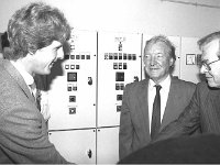 Inishturk: switching on of electricity supply. - Lyons0008944.jpg  Noel Heaney, Inishturk welcomes the CEO of the ESB P J Moriarty at the switch on of the electricity supply on the island. (Neg 20 20A) : 19870704 Inishturk 11.tif, Inish Turk, Lyons collection