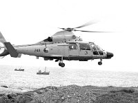 Inishturk: switching on of electricity supply. - Lyons0008949.jpg  Charles Haughey's helicopter leaving Inishturk. (Neg 10A 11) : 19870704 Inishturk 16.tif, Inish Turk, Lyons collection