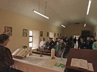 Inishturk: Sunday morning prayer service - Lyons0009067.jpg  Inishturk: Sunday morning prayer service. Tess reading the lesson (Neg 13 A) : 19921004 Inish Turk 2.tif, Inish Turk, Lyons collection