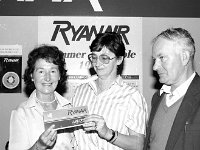 Ireland West/Knock Airport, 1987. - Lyons00-20826.jpg  Centre: Mary O' Donoghue All Fresh Bakeries, Charlestown. Ryan Air sponsor presentation of air ticket at Knock Airport. : 19870818 Presentation of ticket at Knock Airport.tif, Knock Airport, Lyons collection