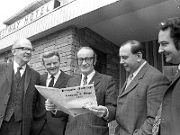 Press Conference in the Westway Hotel Kiltimagh, March 1972. - Lyons0017978.jpg  Press Conference in the Westway Hotel Kiltimagh, March 1972. Centre Mr Joseph Lally, Regional Manager Ireland West; second from the left John Ronayne, Proprietor of the West Way Hotel. : 1972, 1972 Misc, 19720321, 19720321 Press Conference in the Westway Hotel Kiltimagh.tif, collection, Conference, Hotel, in, Kiltimagh.tif, Lyons, Lyons collection, Misc, Press, the, Westway