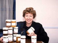 Food seminar organised by Fas, Kiltimagh, November 1991. - Lyons0018106.jpg  Jam maker at the display at the Food seminar organised by Fas, Kiltimagh, November 1991. : 1.tif, 19911121, 19911121 Food seminar in Kiltimagh 1.tif, collection, Farmers, Farmers Journal, Food, in, Journal, Kiltimagh, Lyons, Lyons collection, seminar