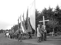 Knock Shrine, 1982. - Lyons00-21182.jpg  Holy Ghost Fathers pilgrimage to Knock. Chief Steward Tom Neary leading the procession. : 19820822 Holy Ghost Fathers Pilgrimage 1.tif, Knock Shrine, Lyons collection