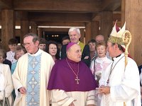 Knock Shrine, 1990. Dedication ceremony for the Chapel of Reconciliation. - Lyons00-21211.jpg  At left Monsignor Dominic Greally PP Knock; next Papal Nuncio to Ireland Archbishop Emmanuele Gerada and at right Archbishop Joseph Cassidy Archbishop of Tuam. : 19900715 Dedication Ceremony 3.tif, Knock Shrine, Lyons collection