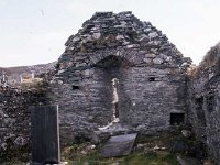 Archaeological and historical research by French students, Louisburgh, April 1987. - Lyons0018500.jpg  Archaeological & historical research by Louisburgh students, April 1987.  Old church ruin, Killgeever. : 19870407 Archaeological & Historical Research by Louisburgh Students 7.tif, Farmers Journal, Louisburgh, Lyons collection